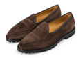 Dark brown suede Varenne Lug Sole footwear by Baudoin and Lange, featuring a stylish lug sole and sleek design.