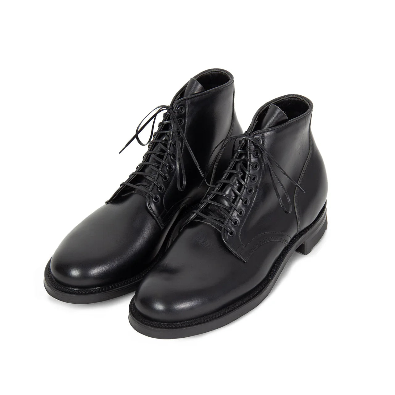 Viberg Service Boot 2030 in black Chromexcel leather, showcasing the rugged footwear with sturdy sole and sleek design.